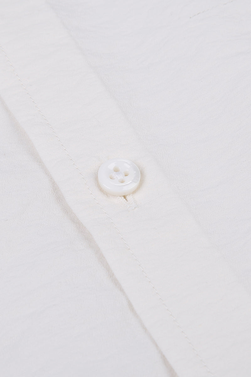 Single-Stitched Collar Cotton Shirt - Pearl White