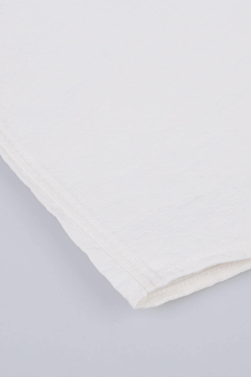 Single-Stitched Collar Cotton Shirt - Pearl White