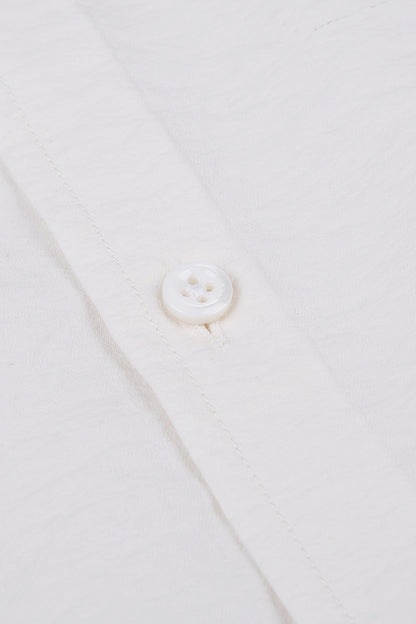Single-Stitched Collar Cotton Shirt - Pearl White