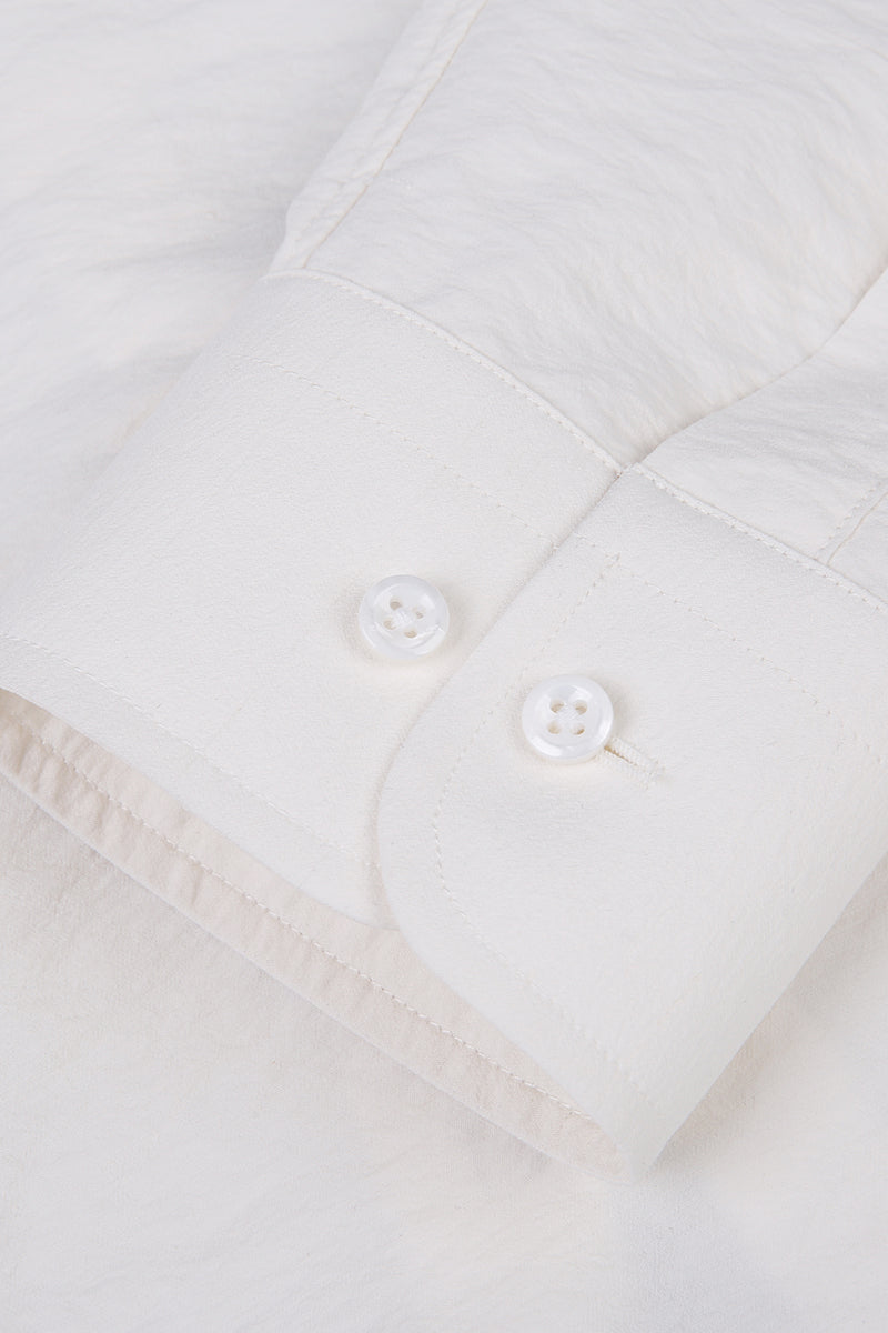Single-Stitched Collar Cotton Shirt - Pearl White