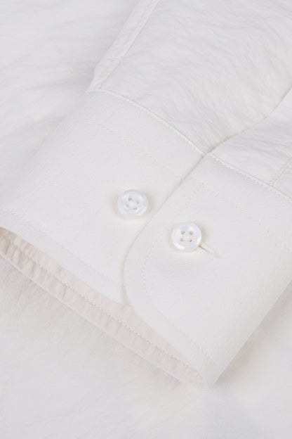 Single-Stitched Collar Cotton Shirt - Pearl White